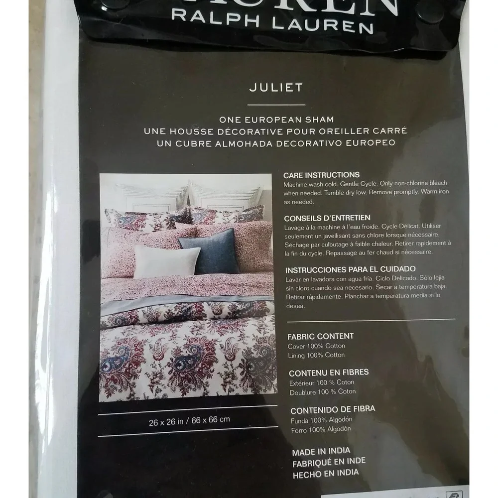 Lauren Ralph Lauren Juliet Woven Frame Euro Sham‎ White Blue 26